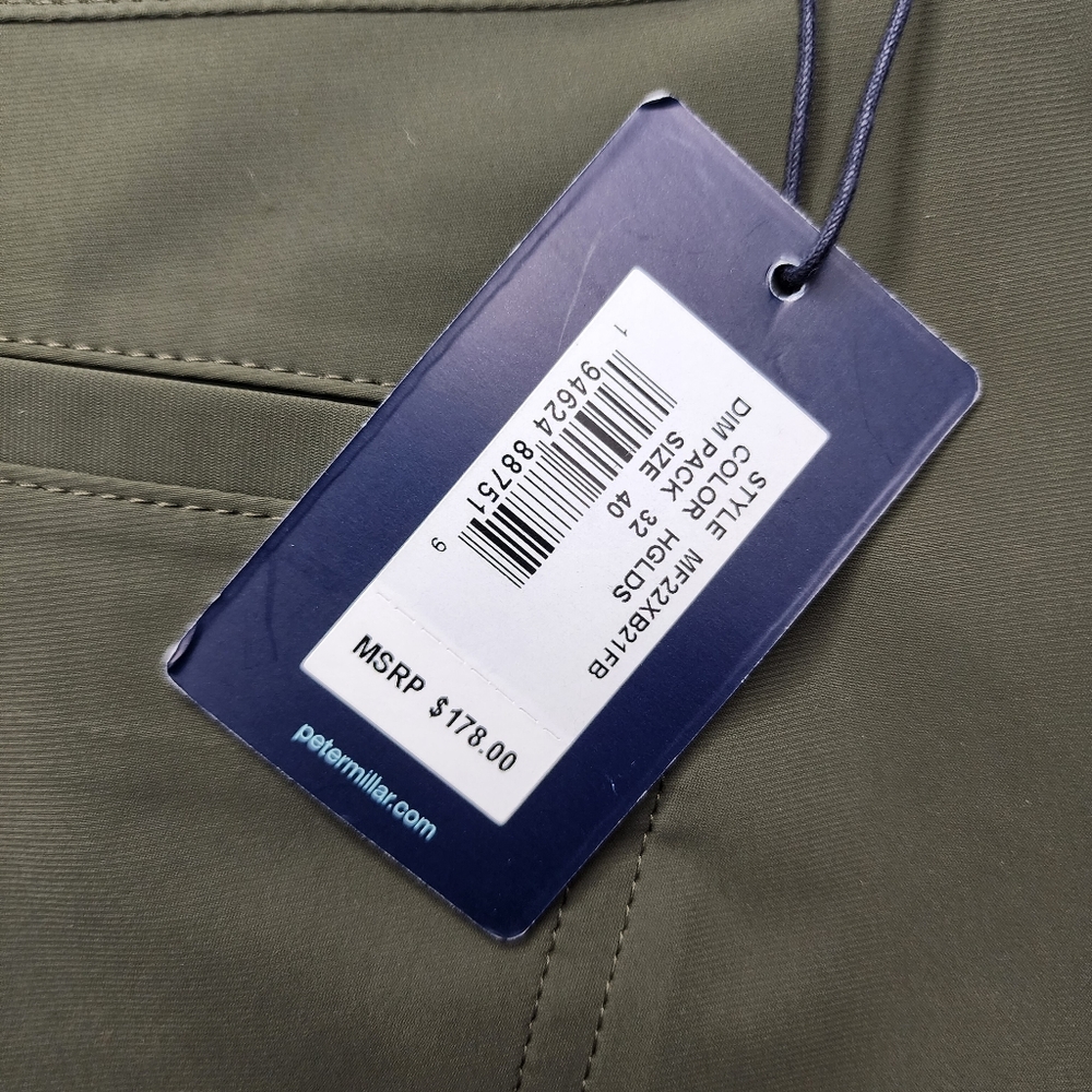 Peter Millar Mens Size 40 NWT Olive Green Bingham Performance Five-Pocket Pant - Picture 5 of 7
